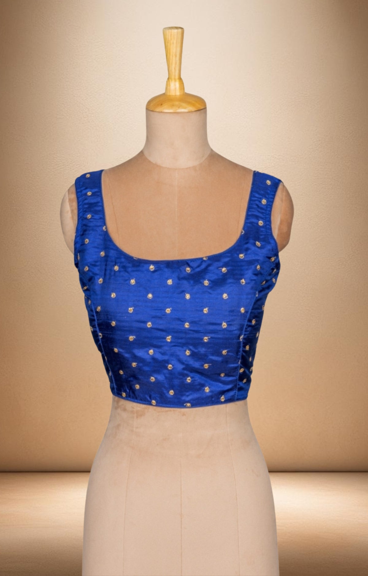 Blue with Gold Embroidered Blouse