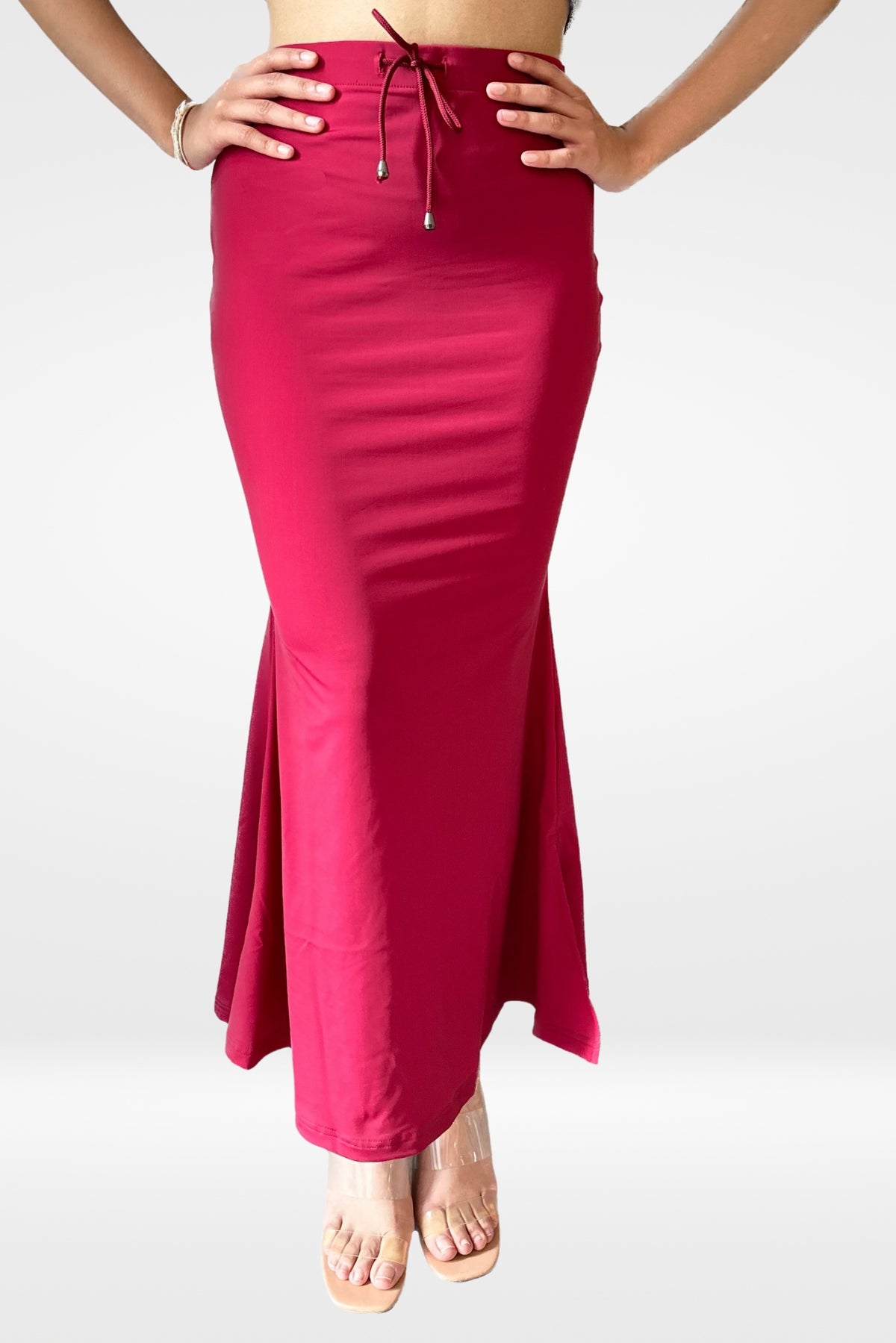 Buy Red Shapewear Saree Petticoat In Cotton Lycra With Elastic Waistband  And Slit