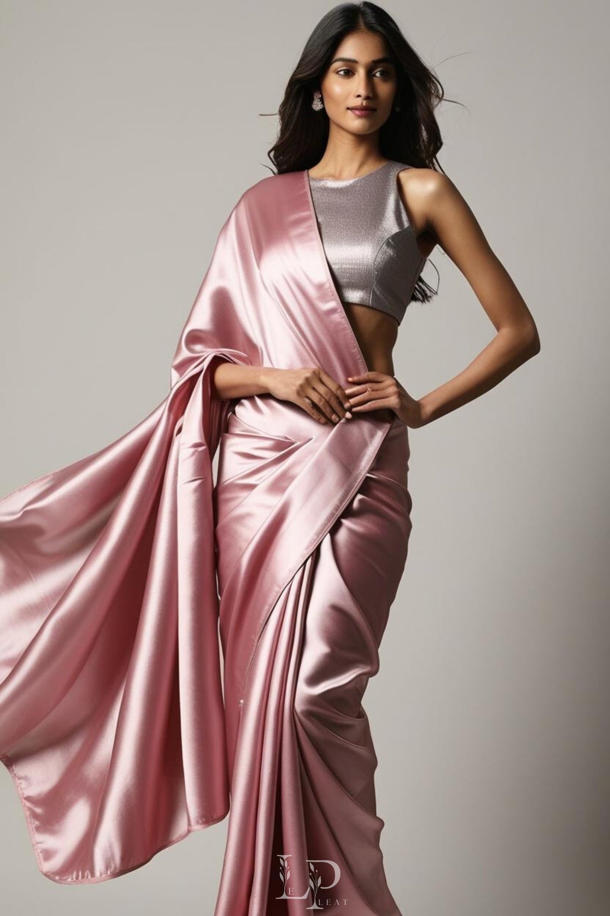 Sartoria | Blush Pink Satin Saree