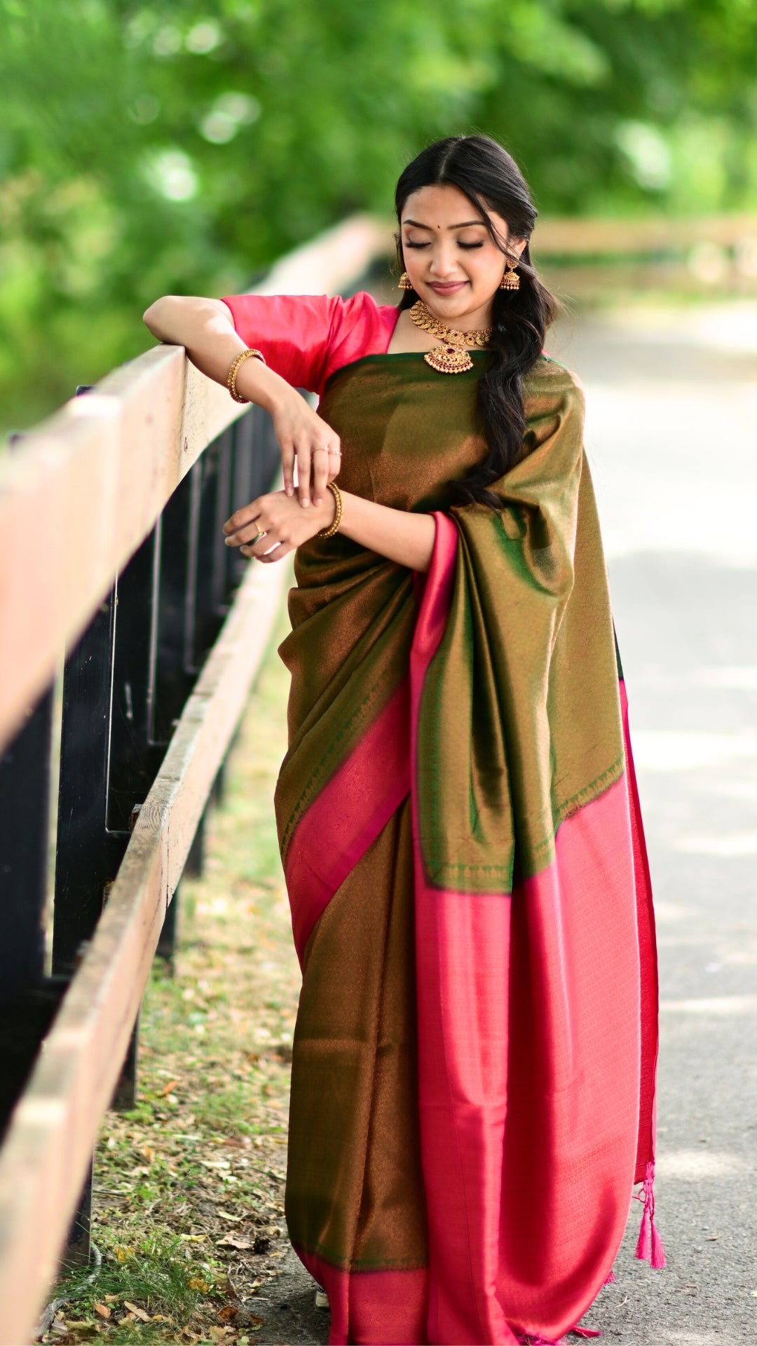 Arnia | Rich Green Bananas Art silk saree