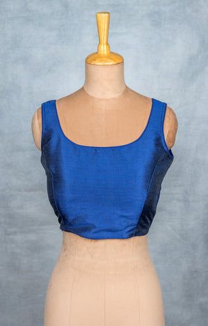 Royal Blue Raw Silk Blouse