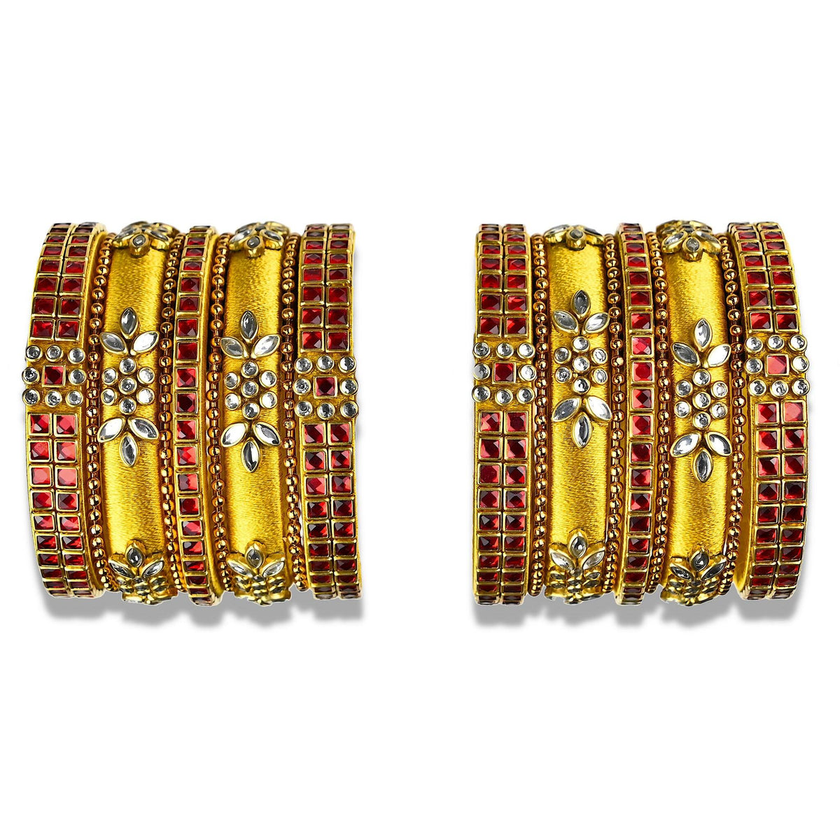 Red & Gold Silk Thread Bangles Set – Le Pleat