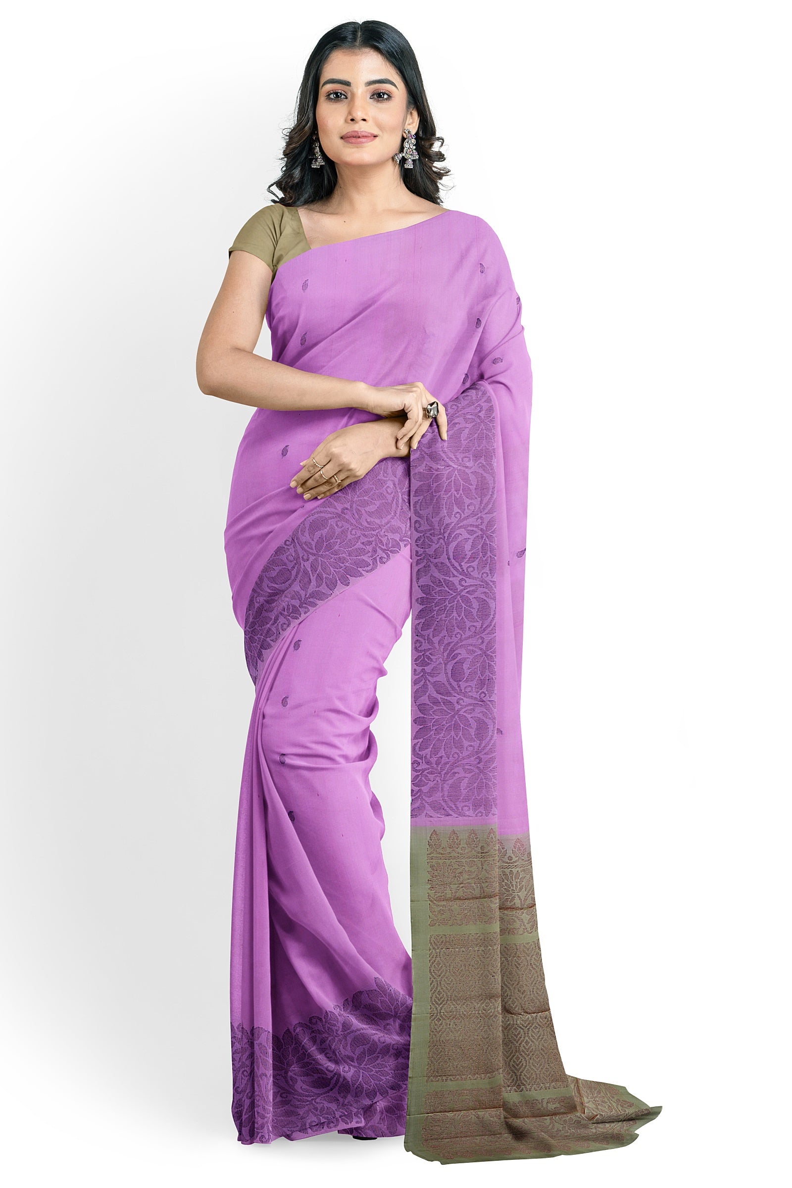 lotus pink kanchivaram soft silk saree