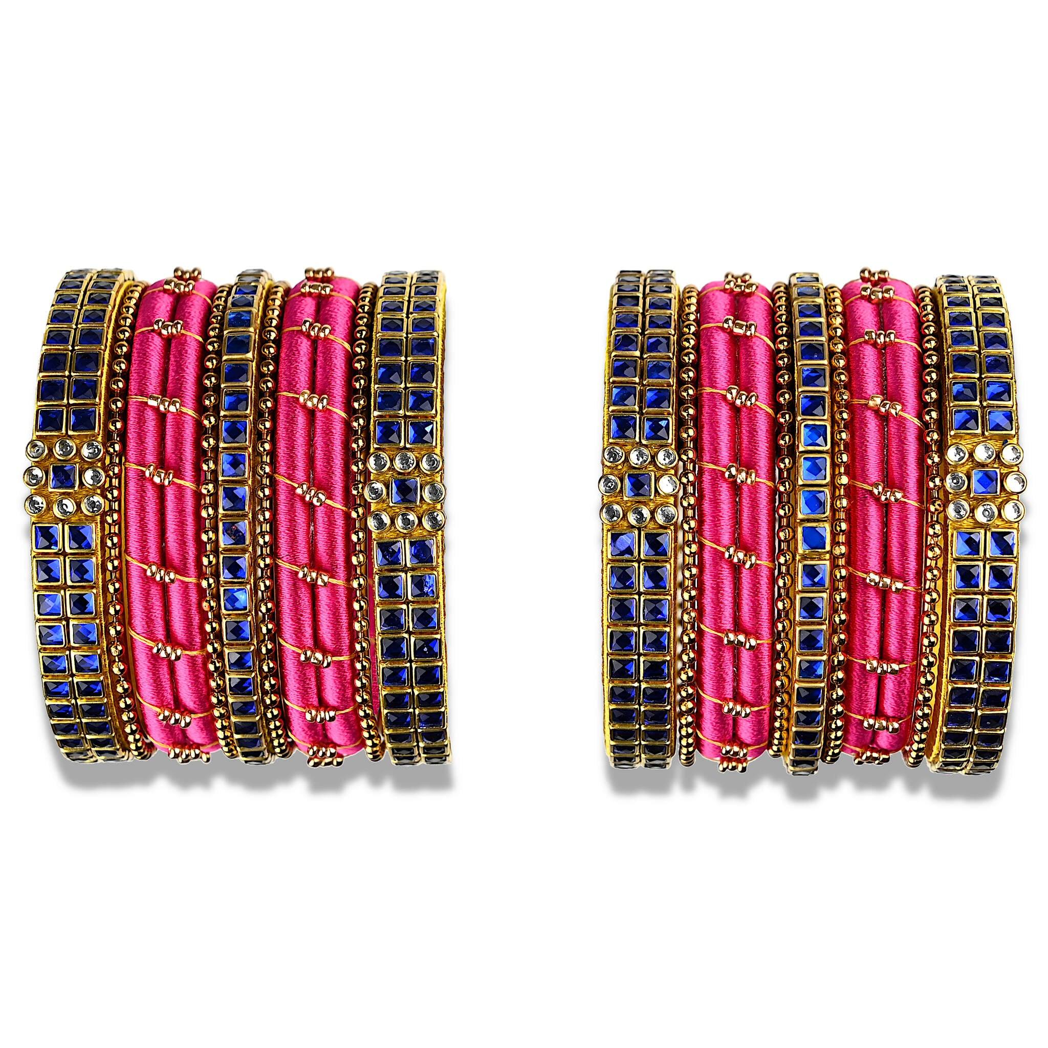 Dark blue silk thread bangles discount